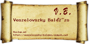 Veszelovszky Balázs névjegykártya